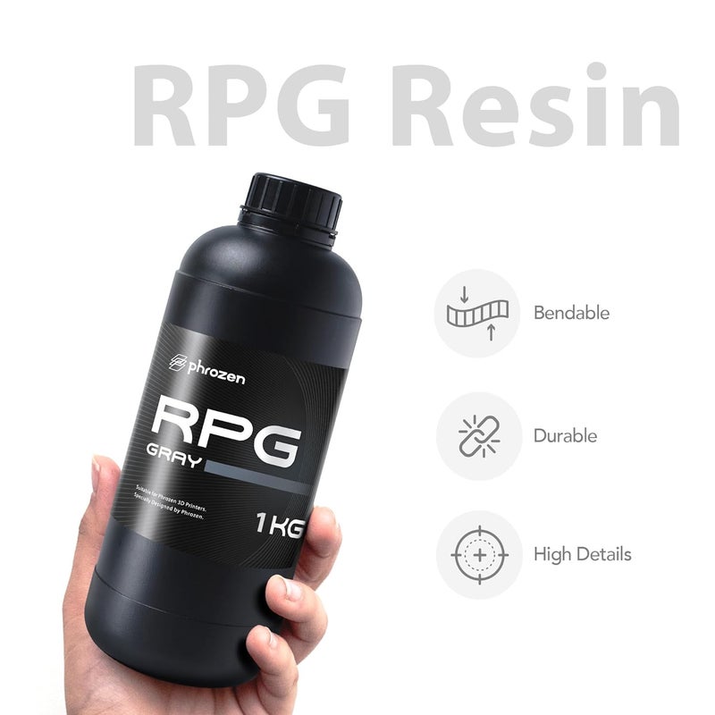 Phrozen 3D Printer Rapid Resin [RPG], Low Shrinkage Superior Precision Smooth Surface Finish, 405nm LCD UV-Curing Photopolymer Resin, Gray (1KG) - Image 2